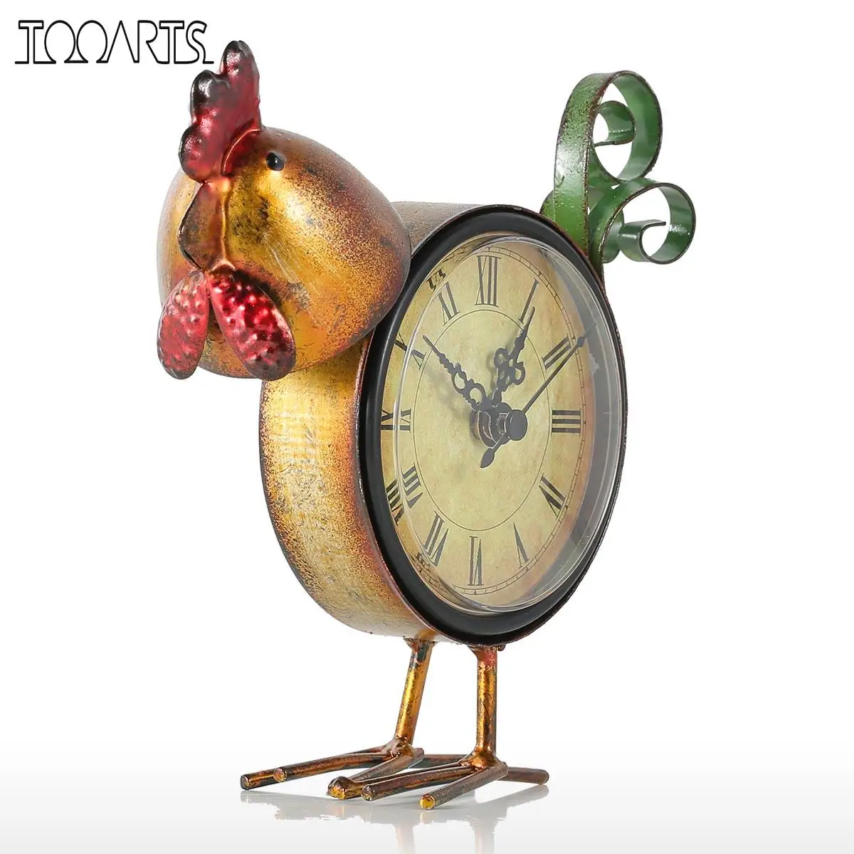 

Tooarts Chick Clock Handmade Vintage Metal Chick Figurine Mute Table Clock Practical clock One AA Battery Decorative Animal