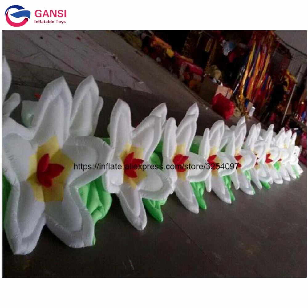 High quality 10m long inflatable flower chain decoration,giant inflatable led flower for party event