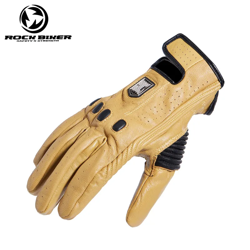 

ROCK BIKER Unisex Airsoftsports Tactical Motorcycle Gloves Leather Men Full Finger Black Yellow Guantes Moto Motocross Glove