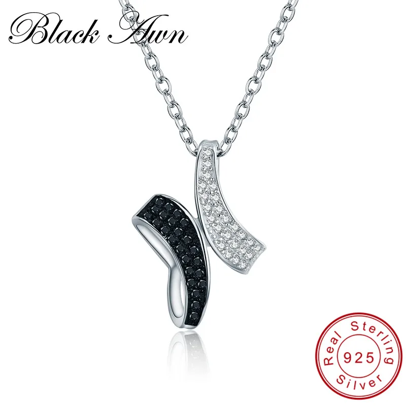 

[BLACK AWN] 925 Sterling Silver Jewelry Trendy necklaces pendants Silver 925 Jewelry Necklace for Women P041