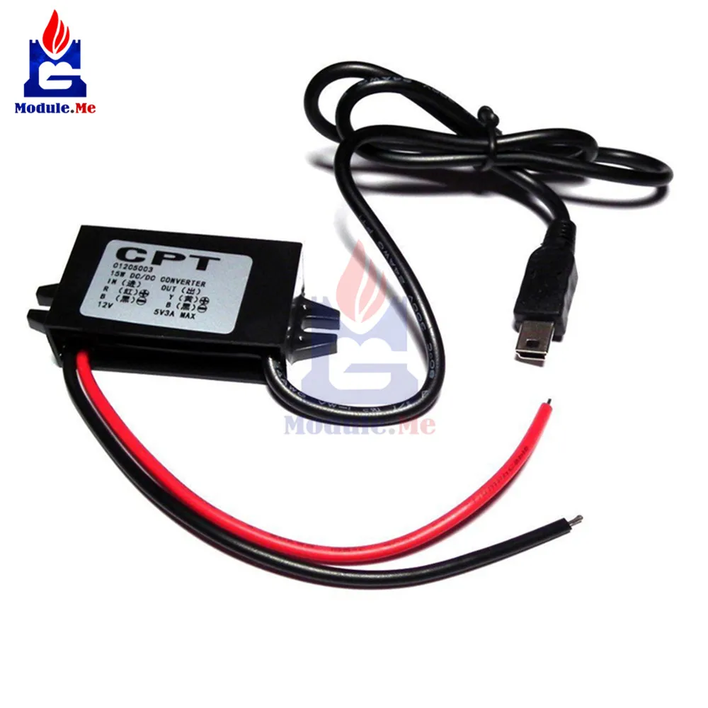 

DC-DC Power Supply Step Down Buck Converter Module 12V to 5V 3A 15W Mini USB Output Power Adapter for Car