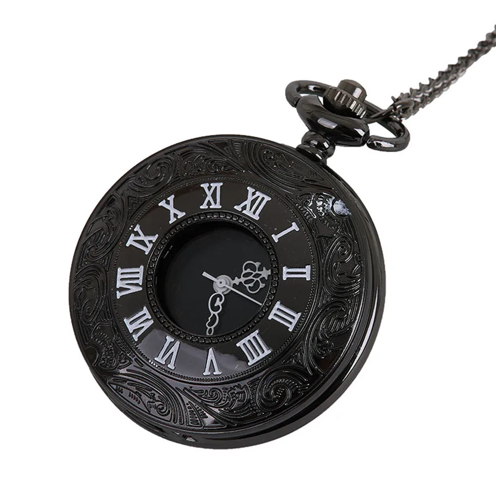 5008 винтажная цепочка Ретро самые большие карманные часы ожерелье для Дедушки подарки для папы reloj skyrim Новое поступление горячая распродажа - Цвет: Black