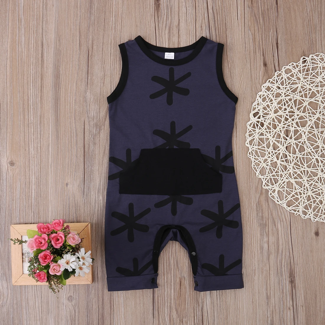 Baby Clothing Boys Romper Cotton summer Romper Pocket Sleeveless Infant