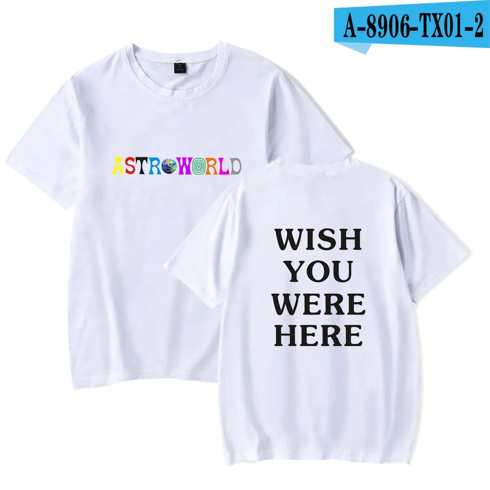 white Футболки с принтом ASTROWORLD для мужчин/женщин, Повседневная модная футболка с круглым вырезом, летняя футболка с коротким рукавом, одежда в стиле хип-хоп на заказ - Цвет: white