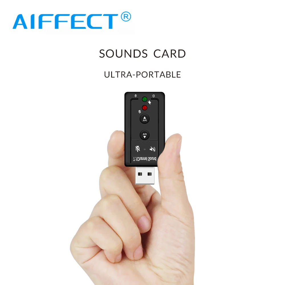

AIFFECT 7.1 External USB Sound Card To 3.5mm Audio Cable Microphone Headphone Adapter For Android Phone PC Computer Laptop Linux
