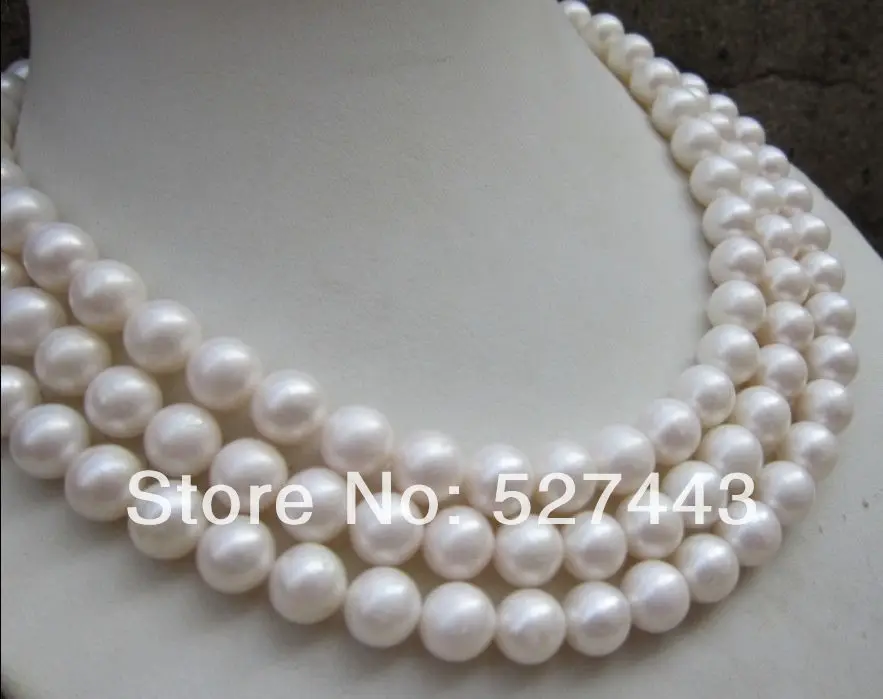 

Wholesale fast NATURAL AAA+ 10-11MM PERFECT ROUND SOUTH SEA WHITE PEARL NECKLACE 54" AAA