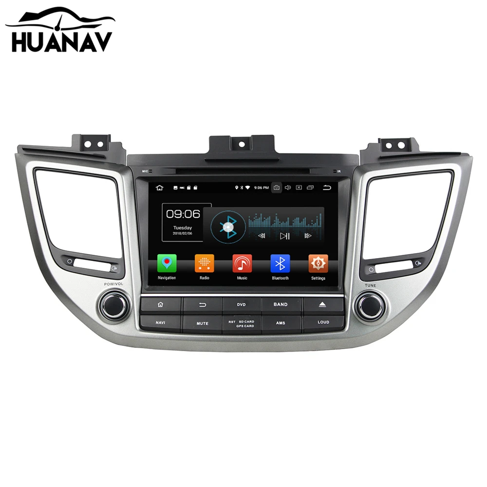 Sale HUANVA Android 8.0 4+32G Car CD DVD Player GPS navigation For Hyundai ix35 2015 head unit multimedia player tape recorder 8-Core 1
