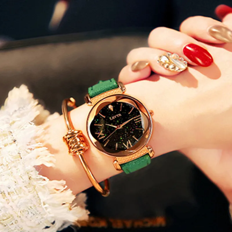 

Crystal English Watch Leather Strap Women's Watch Student Fashion & Casual Chronograph Buckle dropshipping new 2018 hot selling