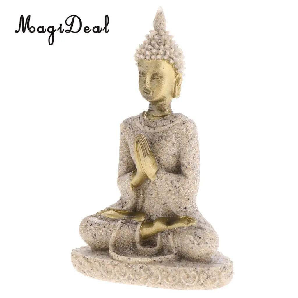 The Hue Sandstone Meditation Buddha Statue Sculpture Hand Carved Figurine Statue Home Decoration 