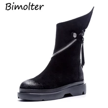 Bimolter Women Real Cow Suede Ankle Boots Flat Platform Boots Fashion Black Comfortable Zip Ladies Shoes Winter Autumn LAEB054 Bimolter Women Real Cow Suede Ankle Boots Flat Platform Boots Fashion Black Comfortable Zip Ladies Shoes Winter Autumn LAEB054