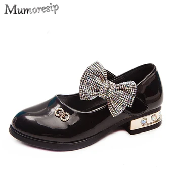 

Mumoresip Children Shoes Kids Shoes Girls Heels With Crystal Butterfly-knot Mary Janes For Wedding Party Dancing Princess Soft