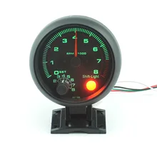 3.75 дюймов RPM гонки тахометр Черный Корпус Зеленый свет Автоматический Измерительный Прибор Автомобиля модификация Раннего Предупреждения Бесплатная доставка