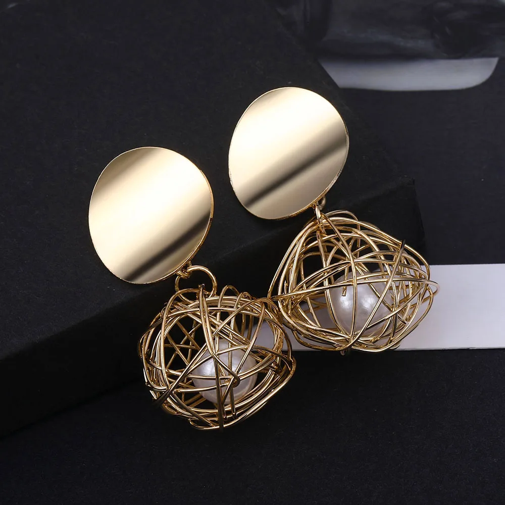 Новые корейские серьги VKME круглые с геометрическим тиснением модные