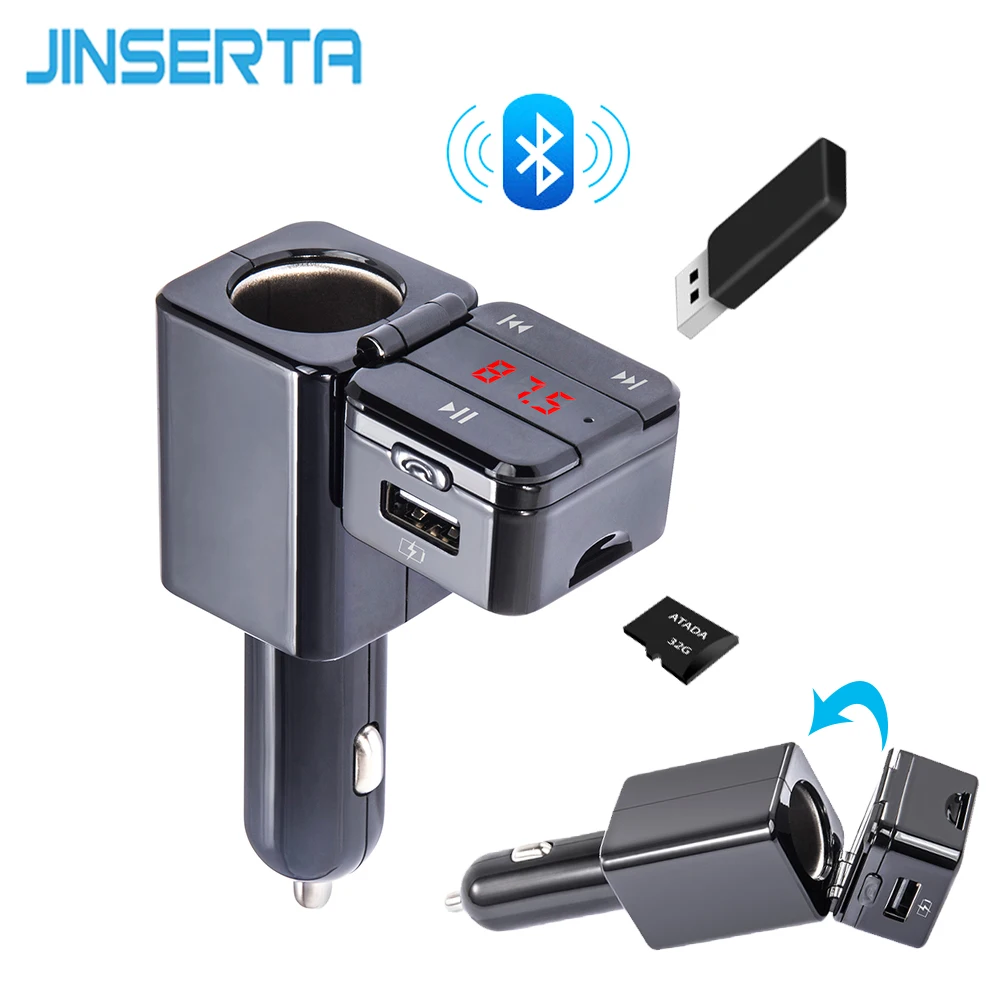 JINSERTA Wireless Bluetooth FM Transmitter Car Kit MP3 Player Micro SD