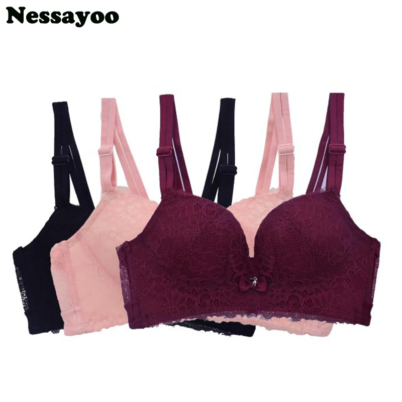 Push Up Young Girl Lingerie B C Cup Floral Lace Seamless Bra Small