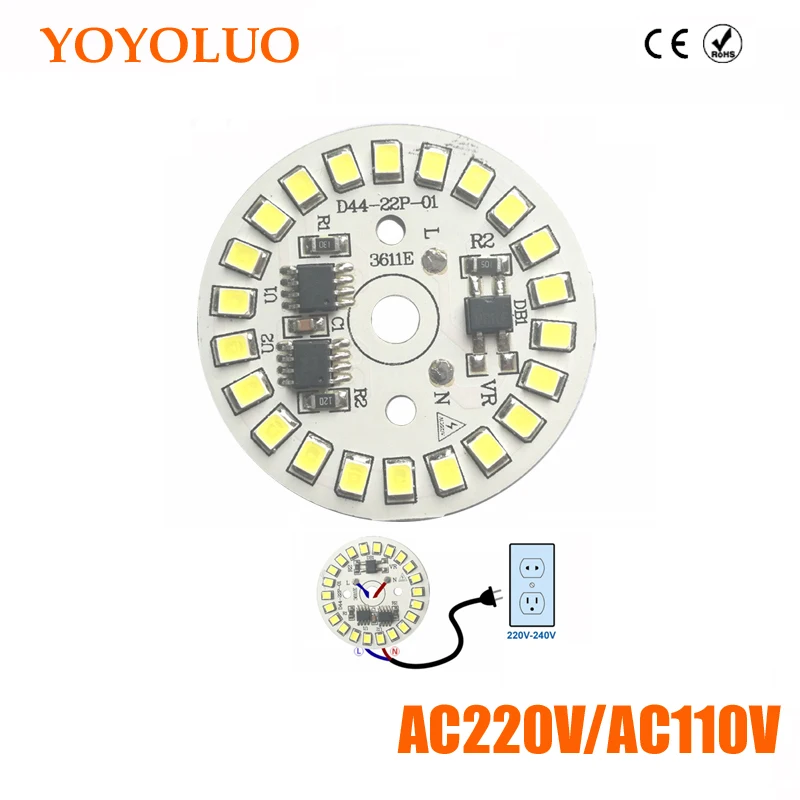 

DIY SMD2835 LED Lamp Chip light AC110V Smart IC Power AC220V 5W 7W 9W 12W 15W Led lamps For indoor FloodLight White / Warm White