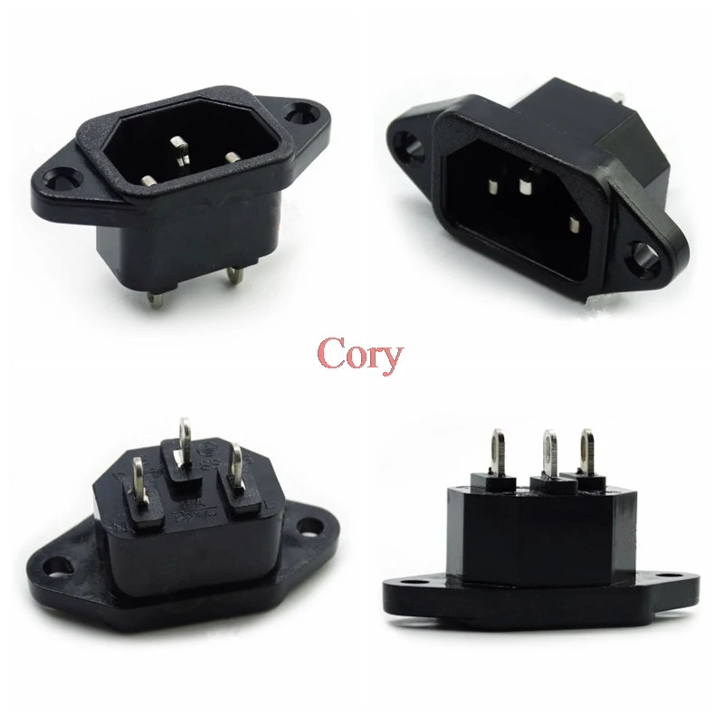 

5PCS AC Power Jack 3P IEC 320 C14 Male Plug Panel Power Inlet Sockets Connectors 10A/250V 3pins CZYC