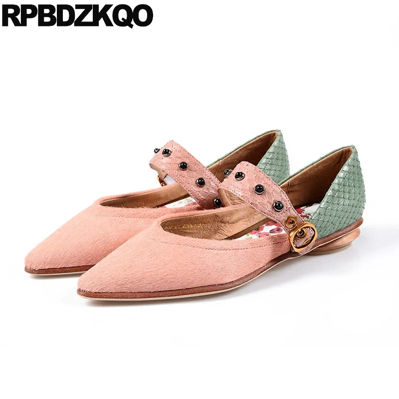 

rivet 2018 chic chinese china ladies pink beautiful flats shoes comfortable women mary jane snake designer pointed toe stud
