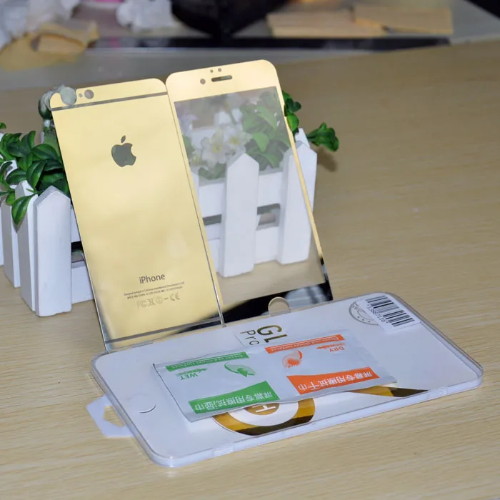 Бесплатная доставка для iPhone 6 / S передняя панель + крышка зеркало закаленное