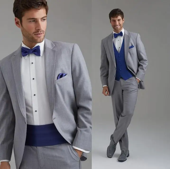 navy blue prom dress with gray tux