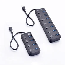 4/7 портов USB концентратор 3,0 Портативный с ЕС/США адаптер питания вкл/выкл переключатель до 5 Гбит/с USB 3,0 концентратор сплиттер концентратор кабелей для ПК ноутбука