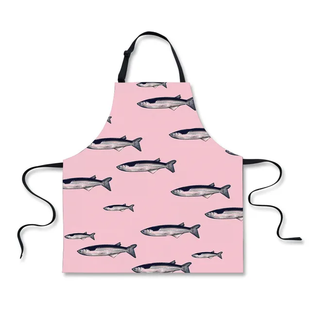 FORUDESIGNS Home Cleaning Aprons Cartoon Fish Printed Kitchen Cooking