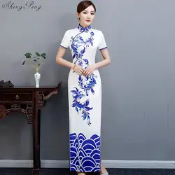 Пикантные облегающие вечерние винтажное китайское платье ченсам стиль женские свадебные Qipao элегантное вечернее платье длинный халат