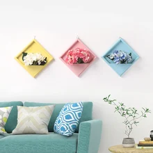 Деревянная рамка ваза стенная ваза домашняя подвесная Цветочная корзина, элемент декора украшение сплошной цвет цветок держатель вазы домашний декор