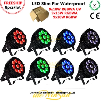 

Litewinsune 8PCS FREESHIP 9*18W LED Slim Par Waterproof Outdoor RGBWA UV LED Wash Lighting