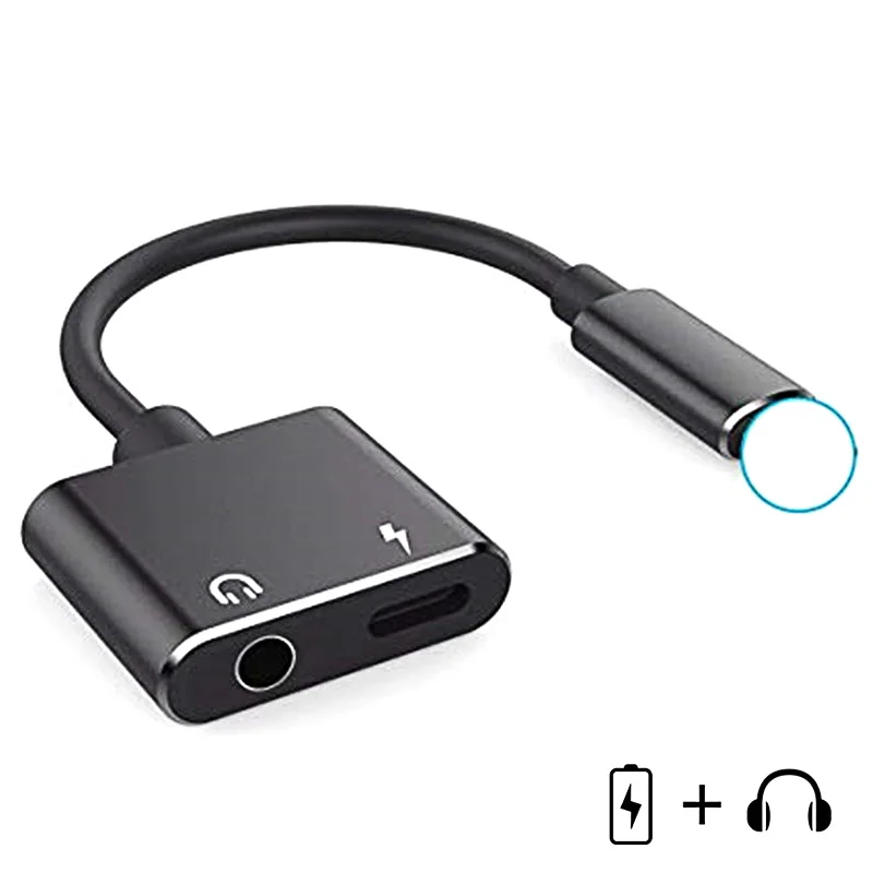 

2 in 1 Audio Adapter IOS 12.3 For lightning to 3.5mm Jack Aux Earphone Adaptador For iPhone 7 8 Plus XS Max XR X Charging Cable