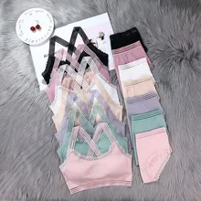 Хлопковые бюстгальтеры пуш-ап, бесследные трусики, комплекты, беспроводной съемный бюстгальтер на груди, Комплект трусов