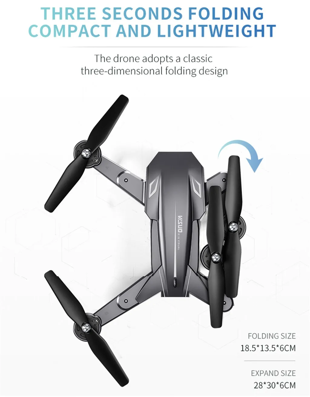 VISUO XS816 Дрон FPV WiFi Пульт дистанционного управления складной Радиоуправляемый квадрокоптер двойная камера 2MP+ 0.3MP оптический поток Безголовый режим селфи Дрон
