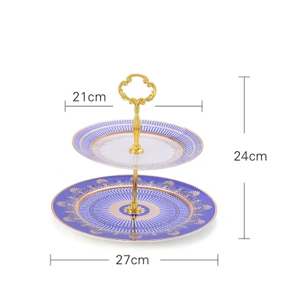 3 слоя торт стенд или 2-слой фруктов лоток костяного фарфора плиты торт стенд Керамика десерт конфеты лоток - Цвет: E