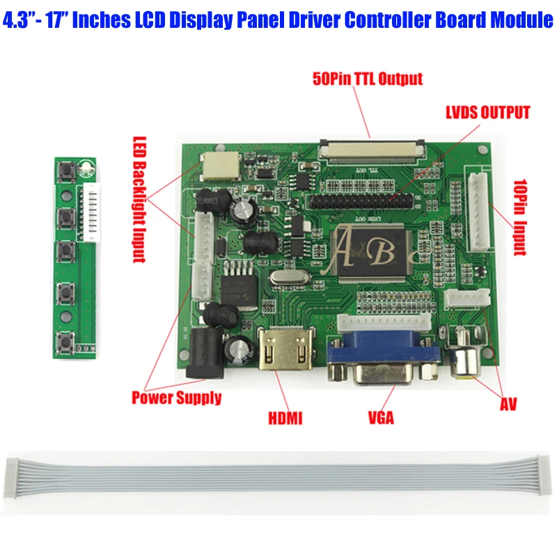 HDMI VGA 2AV 50 P ttl LVDS параллельный контроллер плата модуль монитор Комплект для Raspberry PI 2 4,"-17" IPS на тонкопленочном транзисторе ЖК-дисплей Дисплей Панель