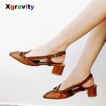 

XGRAVITY 2019 Elegant Female Shoes Vintage Women Round Toe High Heel Pumps Sexy Woman Fashion High Heels Thin Heels Sandals A134