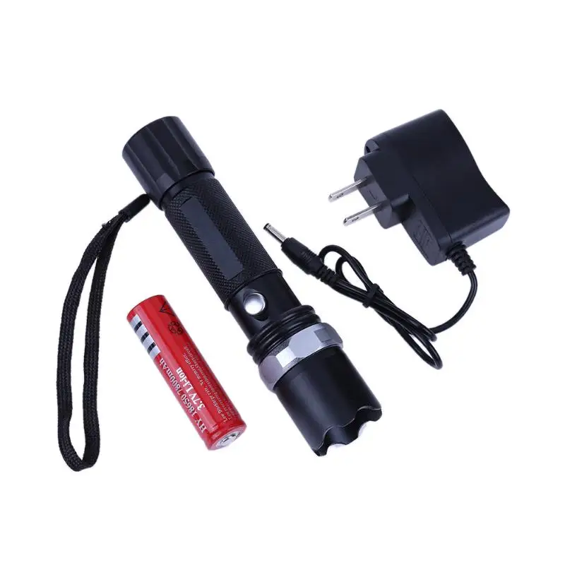 

US Plug Rechargeable Mini LED Flashlight Zoomable LED Strong Light Torch AAA batteries or 18650 lithium batteries for Camping