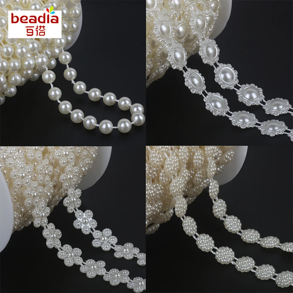 

2-10m/pack mix Size Flower Shape Flat back Ivory ABS Imitation pearl Beads Craft Decoration DIY Clothing Supplies Accessories