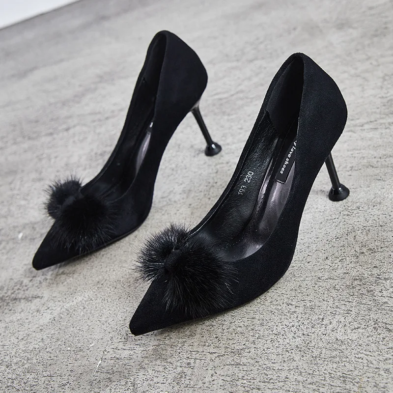

New female fine with pointed shallow mouth high heels summer nude color single shoes spring wild women's shoes