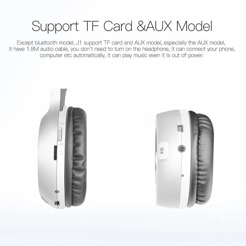 QCY J1 40hours Playing Time Bluetooth Headphones Support TF Card 3D Stereo Music Wireless and Wired Headsets for all phones 