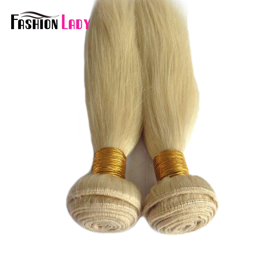 Fashion Lady Pre-Colored 613 Blonde Indian Straight Hair 3 Bundles Together 100% Non-Remy Human Hair Extensions