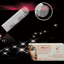 50 шт. изогнутые 21 Вышивка Крестом Иглы microblading для eyebrown постоянный Макияж Диаметр 0.2 мм микро лезвий jm611d-x71 U-Форма Иглы для татуажа