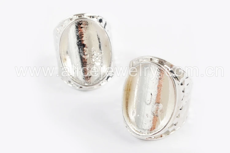 Configurações do Anel Moldura em Branco do Anel da Cor de Prata com as Decorativas da Joia do Teste Borosa Novas Descobertas Padrão Pj087-s 20 Pçs 3 Componentes p joias