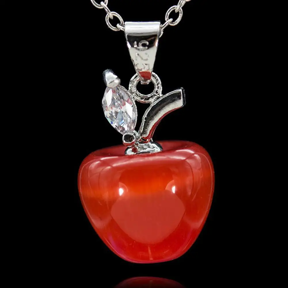 

Women Fashion Opal Red Apple Shape Charm Pendant for Necklace Earring Decor Gift