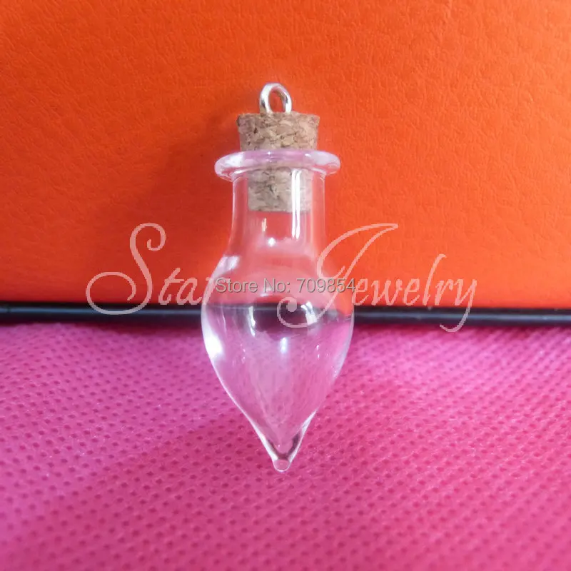 100pcs/lot Wholesale Mini Glass Bottle Vials Charms Pendants 28*13.5mm