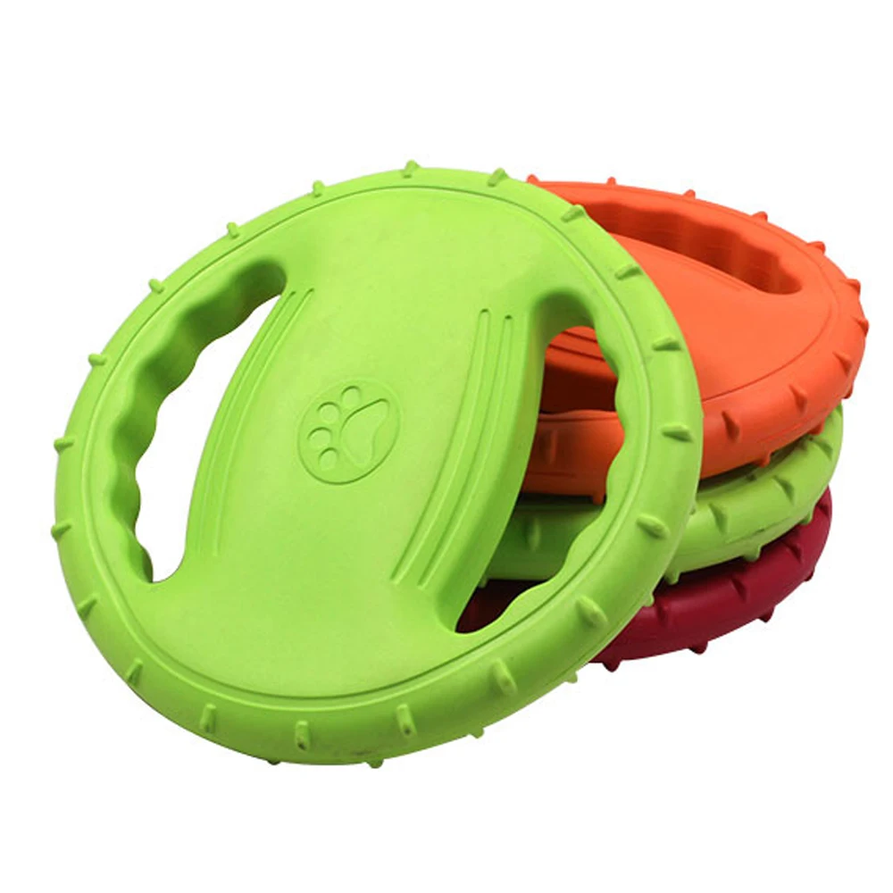 

Outdoor Flying Disc Squeaky Floating Frisby Soft Saucer Chew Toys Handle Tooth Resistant Training Large Dogs Pet Toys