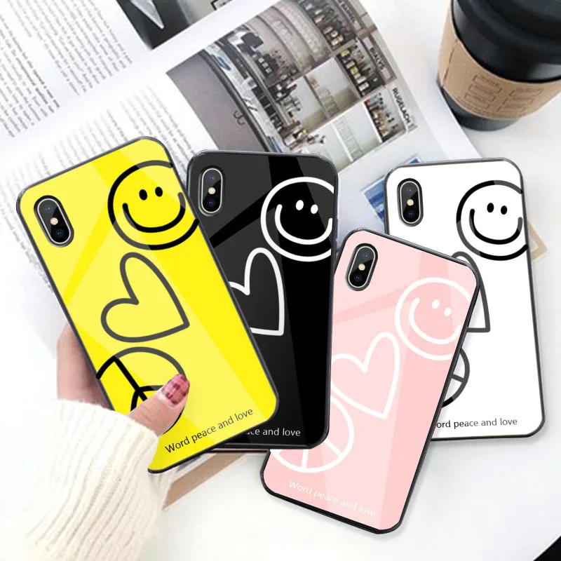 GYKZ стеклянный чехол с граффити из мультфильма для iPhone XR XS MAX X 7 6 6s 8 Plus жесткий
