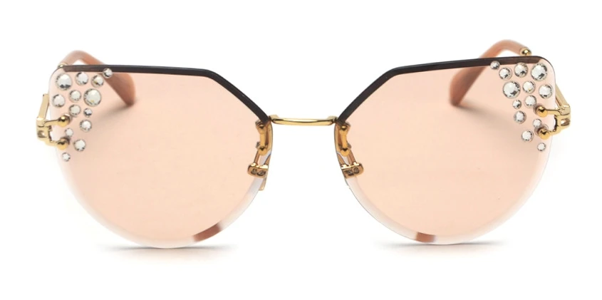 47062 бескаркасные роскошные солнцезащитные очки с бриллиантами для мужчин и женщин модные очки UV400 Винтажные Очки