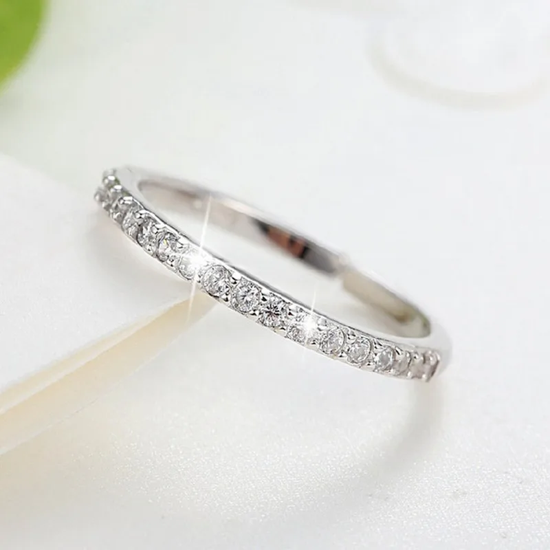 

New Arrivals 925 Sterling Silver Crystal Circle Rings for Women Adjustable Size Finger Open Rings Fashion Jewelry