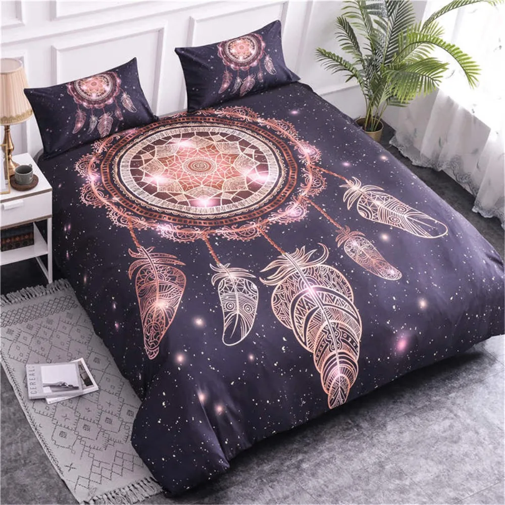 ZEIMON Dream Catcher Printing Bedding Sets Bohemian 3D Duvet Cover With Pillowcase Microfiber Home Decor Feathers Bedclothes