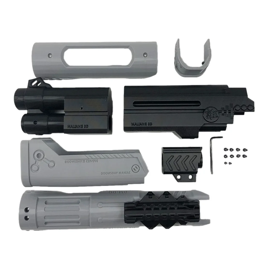 

ML 3D Printed Kit For Nerf Zombie Strike SlingFire Blaster Toy Gun Exterior Modified Accessories Kit - Version A Black + Grey